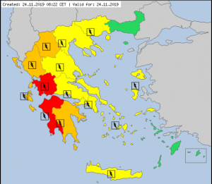 2019 11 24 Meteoalarm severe weather warnings for Europe National Page L2