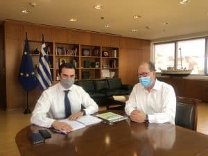 Συνάντηση του περιφερειάρχη Πελοποννήσου Π. Νίκα με τον υπουργό Περιβάλλοντος και Ενέργειας Κώστα Σκρέκα