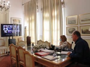 Τηλεδιάσκεψη του περιφερειάρχη Πελοποννήσου Π. Νίκα με την υπουργό Εργασίας και Κοινωνικών Υποθέσεων Δ. Μιχαηλίδου